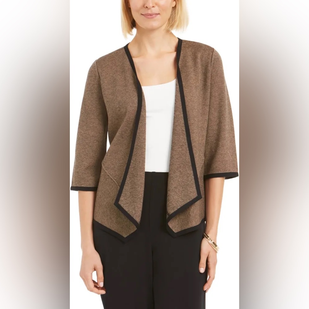 Alfani Drape Front Cardigan Caramel Syrup / Black - size XL